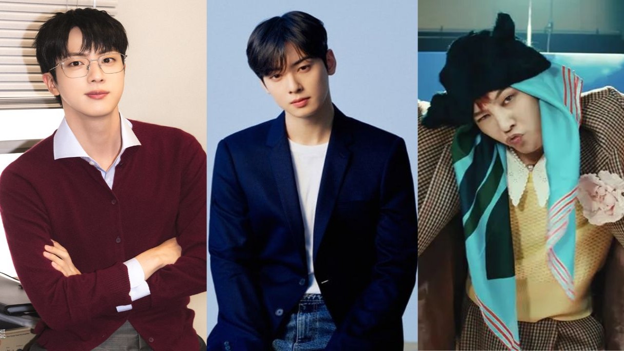 BTS' Jin, ASTRO's Cha Eun Woo, BIGBANG's G-Dragon; BIGHIT MUSIC, Fantiago, Galaxy Corporation