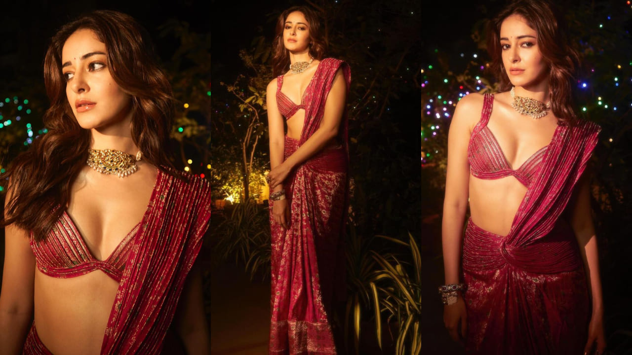 Ananya Panday’s pink sculpted saree for Diwali is a dazzling detour from the usual drapes