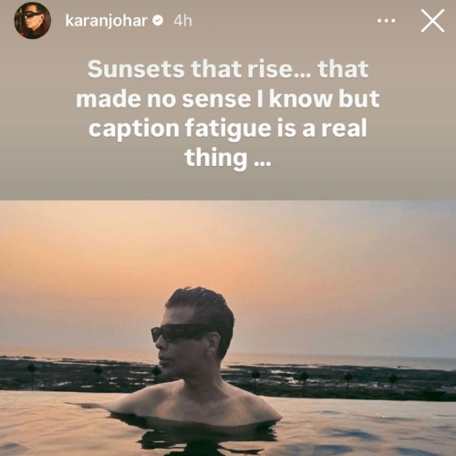 Karan Johar suffers from ‘caption fatigue’ as he tries to write something on sunset while sharing his swimming PIC; says 'that made no sense'