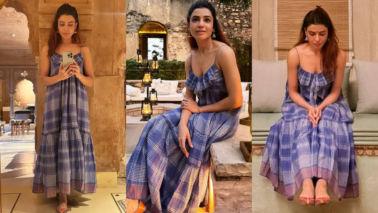 Samantha’s Rs 20,500 checkered maxi dress proves lounging can be effortlessly glam