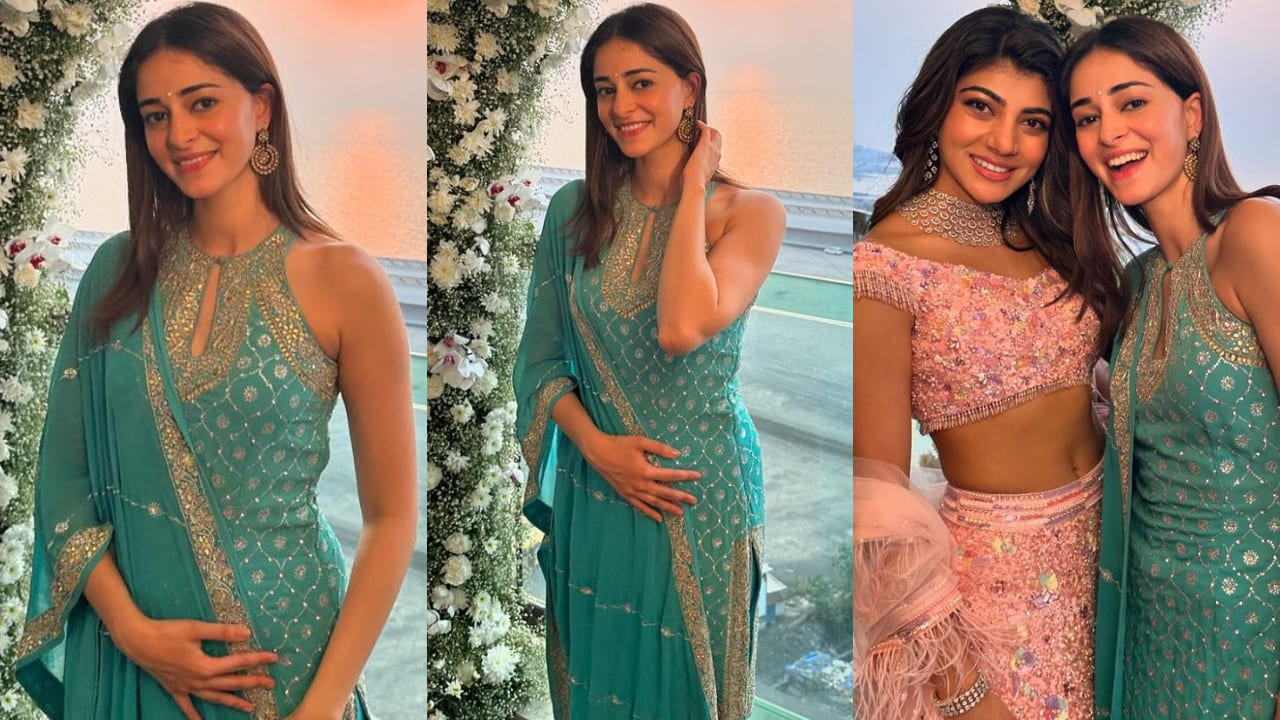 Ananya Panday turned heads as she kicked off the wedding season in style by giving tribute to Rohit Bal in a turquoise suit set