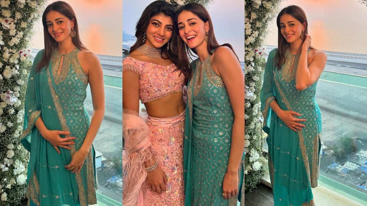 Ananya Panday turned heads as she kicked off the wedding season in style by giving tribute to Rohit Bal in a turquoise suit set