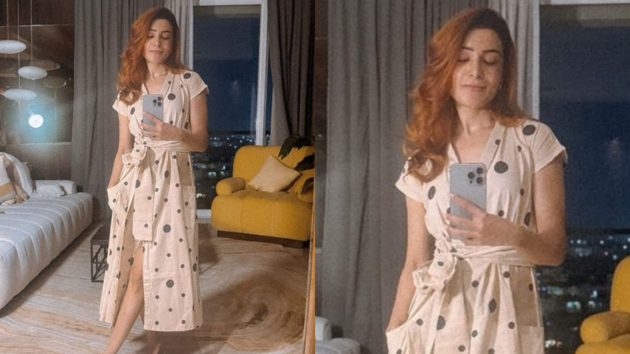  Samantha Ruth Prabhu gives us retro feels in off-white polka dot wrap around dress