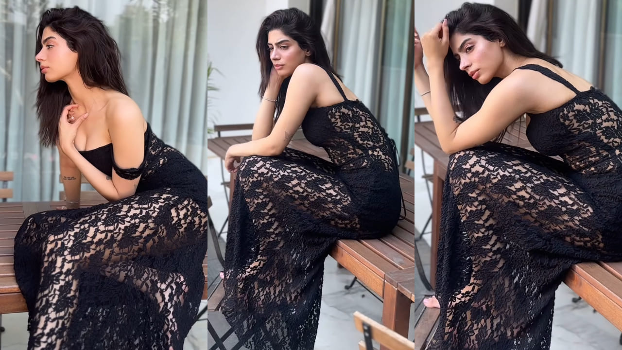 Khushi Kapoor in black lace dress 