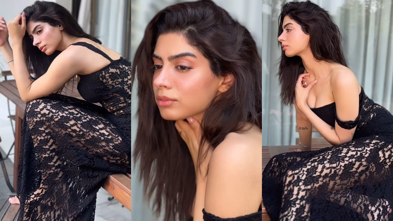 Khushi Kapoor in black lace dress 