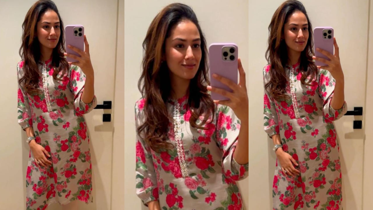 Mira Kapoor in grey floral suit 