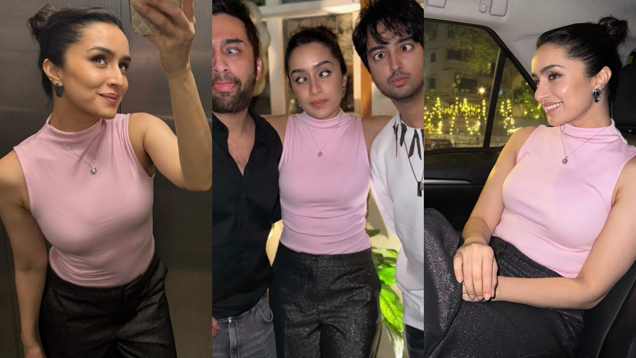 Shraddha Kapoor turns dinner outing into a glam fest in pink top and black shimmer pants 