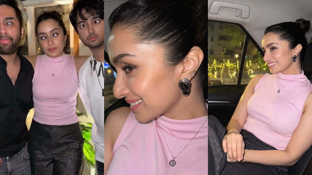 Shraddha Kapoor turns dinner outing into a glam fest in pink top and black shimmer pants 