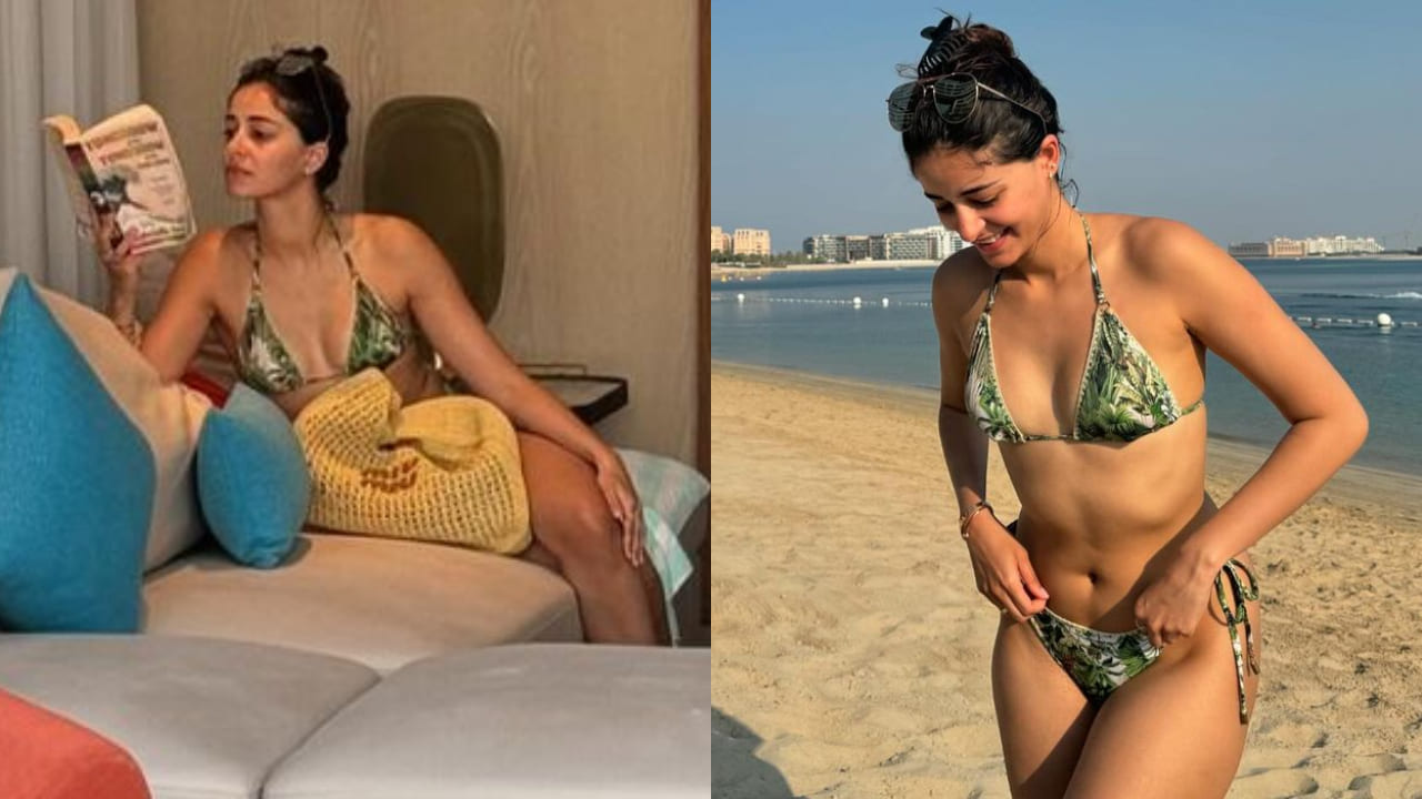 Ananya Panday in green bikini 