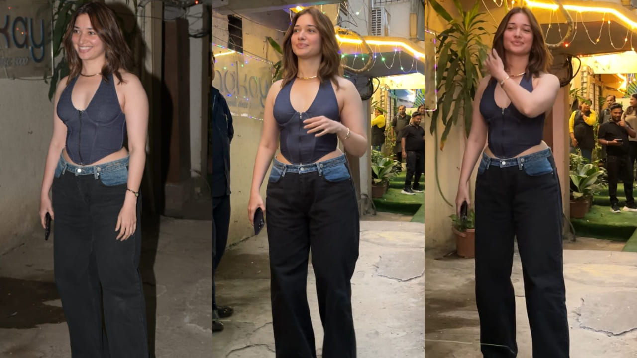 Tamannaah Bhatia in denim corset and pants 