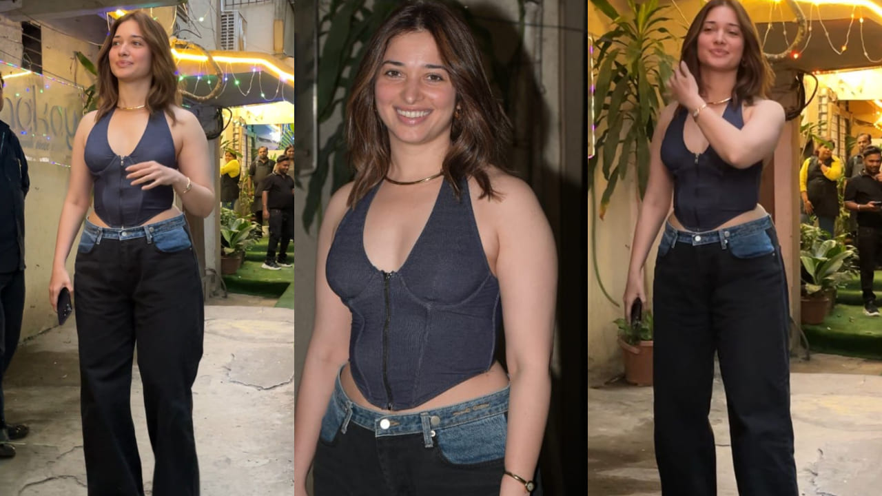 Tamannaah Bhatia in denim corset and pants 