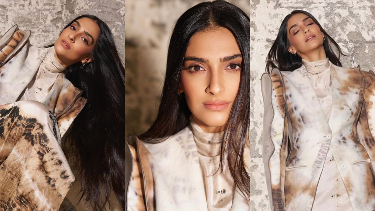 Sonam Kapoor in tie-dye gown with a custom-structured jacket by Bloni Atelier 