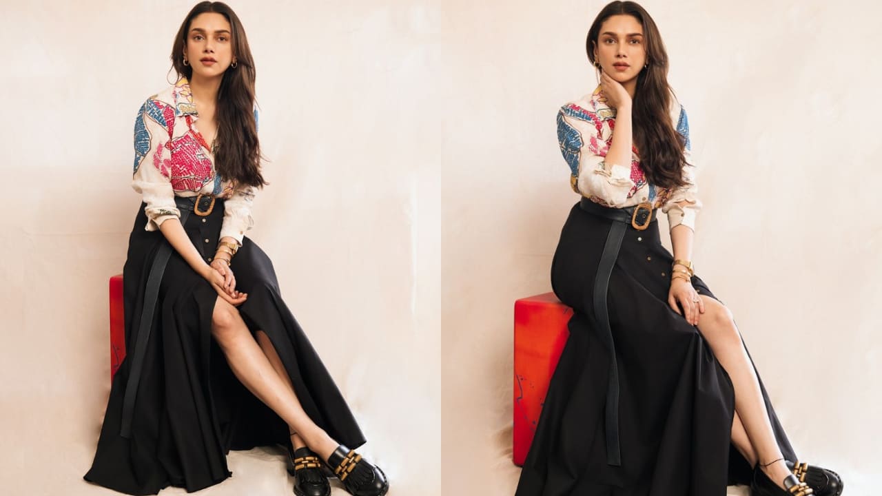 Aditi Rao Hydari in black maxi skirt 