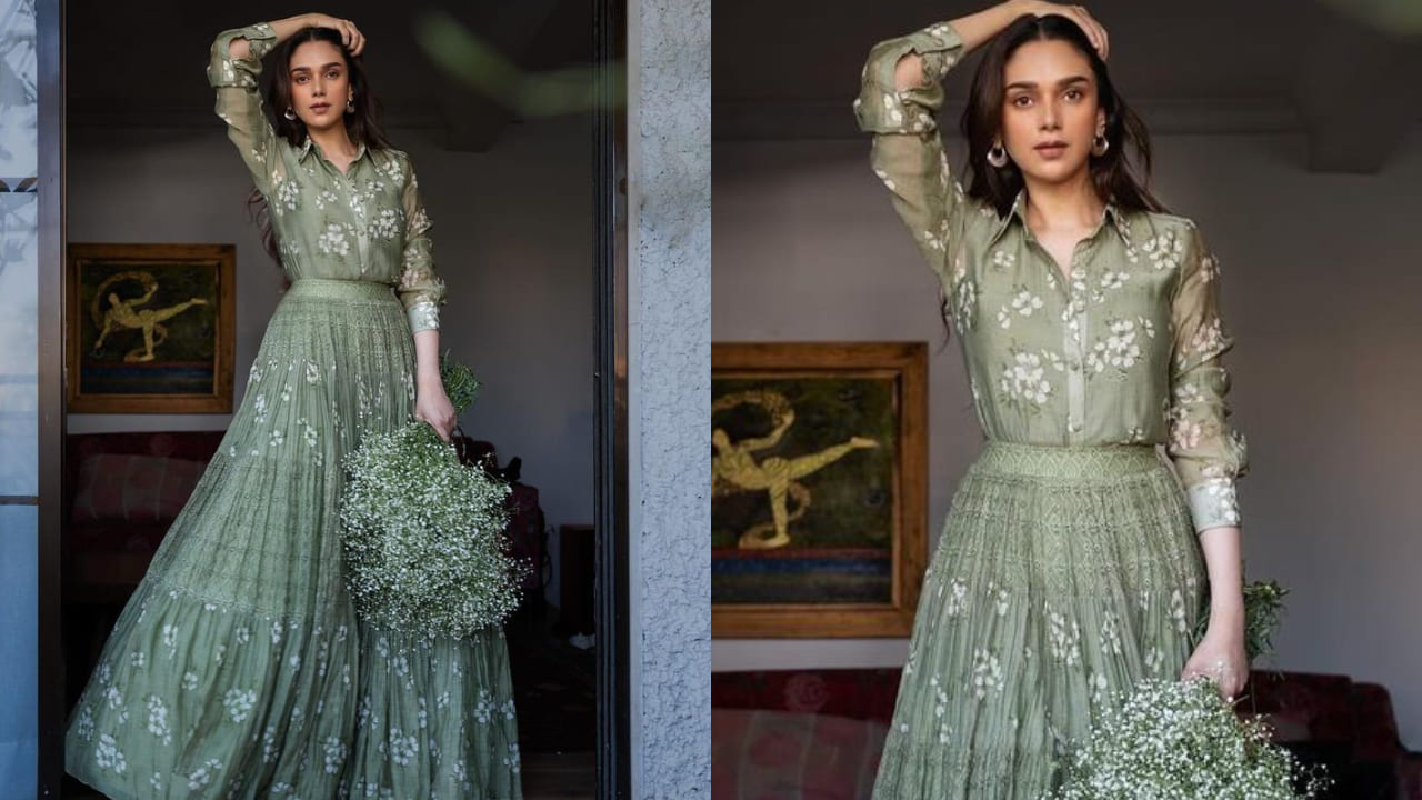 Aditi Rao Hydari in green maxi skirt