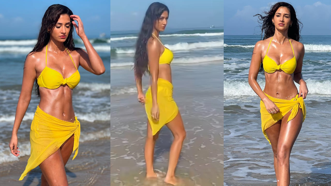 Disha Patani raised the mercury in a yellow swim set and we had our jaws dropped