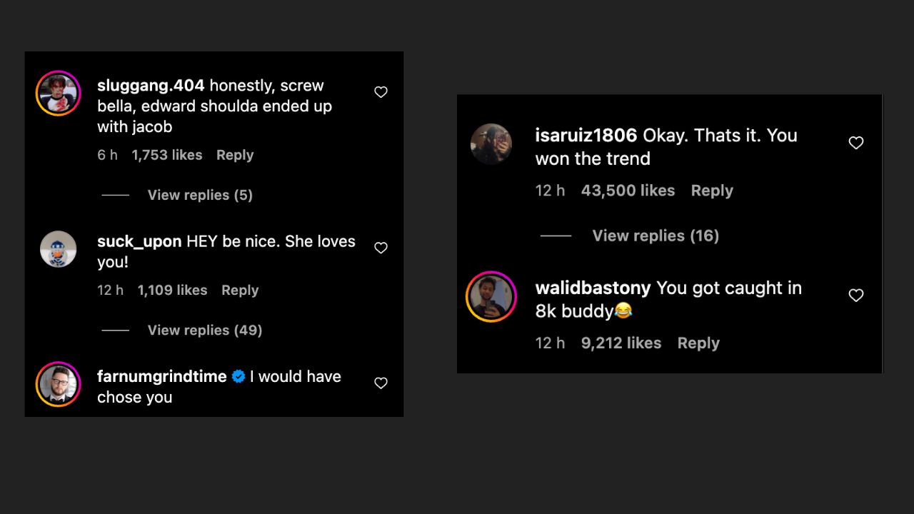 Comments on Taylor's Post [Image via Instagram]