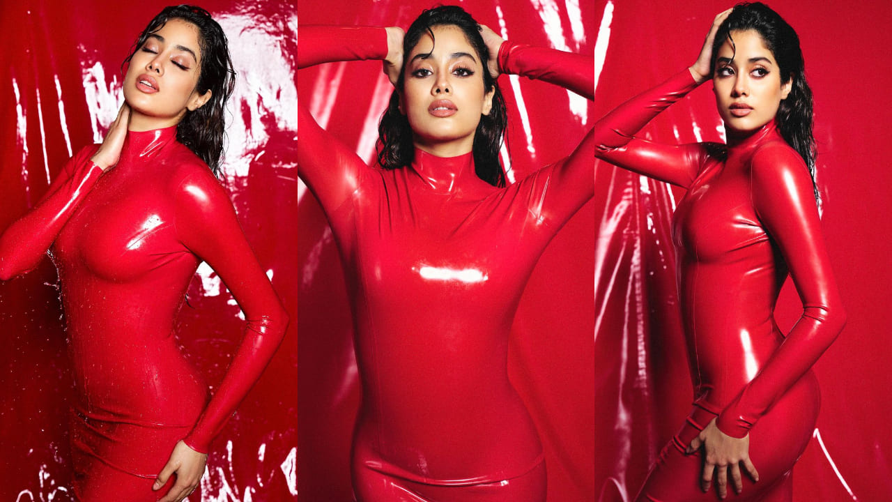 Janhvi Kapoor and Triptii Dimri both were spotted wearing red latex dresses but styled them differently 