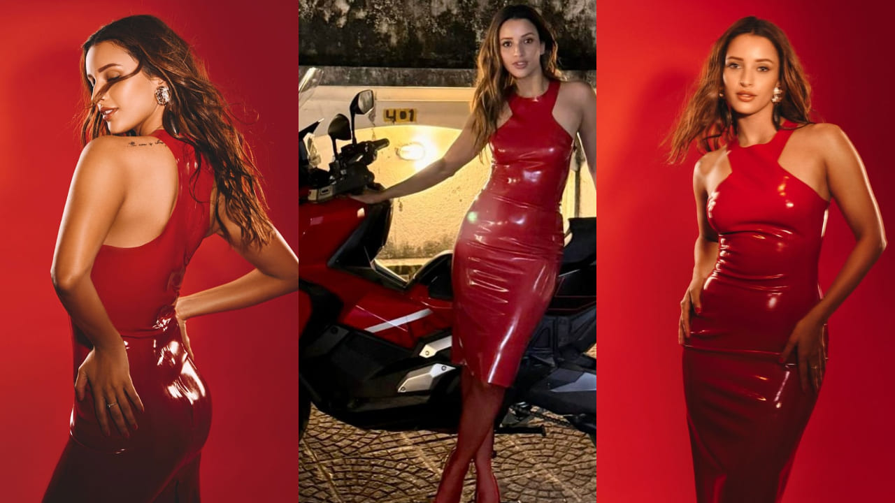 Janhvi Kapoor and Triptii Dimri both were spotted wearing red latex dresses but styled them differently 