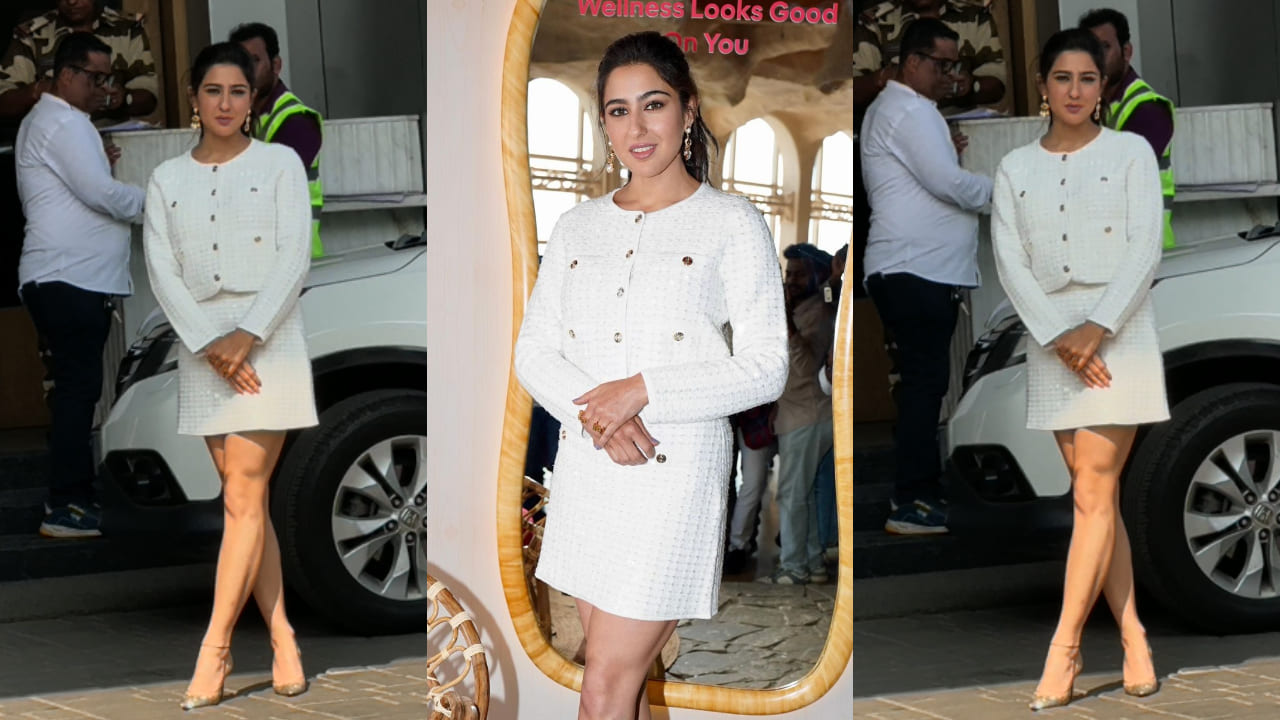 Sara Ali Khan wears knit cardigan and skirt set at the airport - Here’s how you can wear this Va Va Voom look (PC: Shiva Chiliveri)