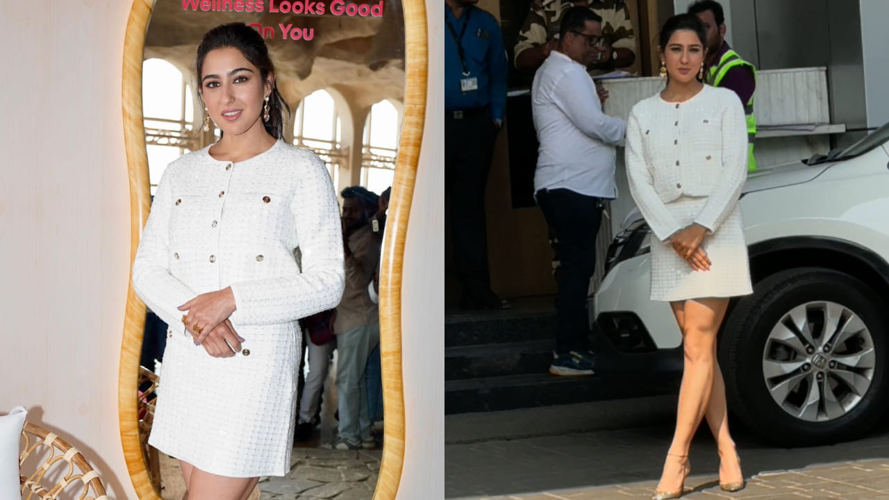 Sara Ali Khan wears knit cardigan and skirt set at the airport - Here’s how you can wear this Va Va Voom look (PC: Shiva Chiliveri)