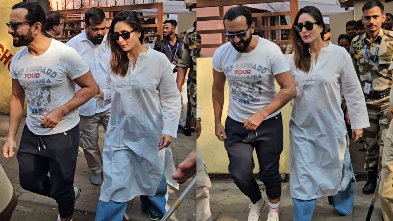 Kareena wears white kurta and jeans with Rs 76,537 loafers to vote & it's fuss-free style