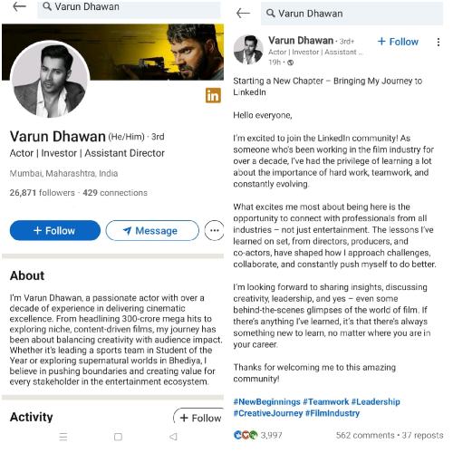 Varun Dhawan makes his LinkedIn debut and we bet you haven’t read such a professional bio before