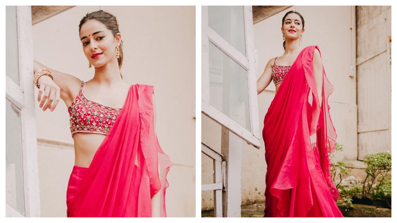 7 chiffon saree blouse designs flaunted by Ananya Panday, Mira Kapoor and others to elevate your look this wedding season