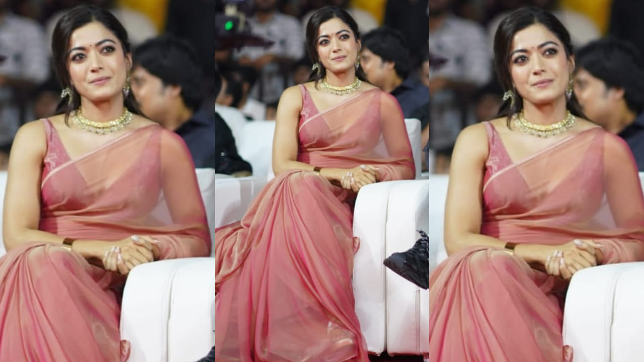 Rashmika Mandanna dazzles at the KISSIK song launch in stunning organza saree, proving she’s truly one-of-a-kind