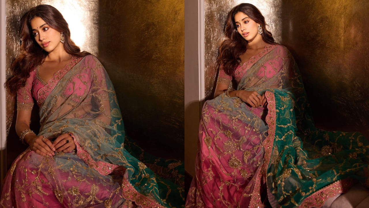 Janhvi Kapoor in multicolored saree