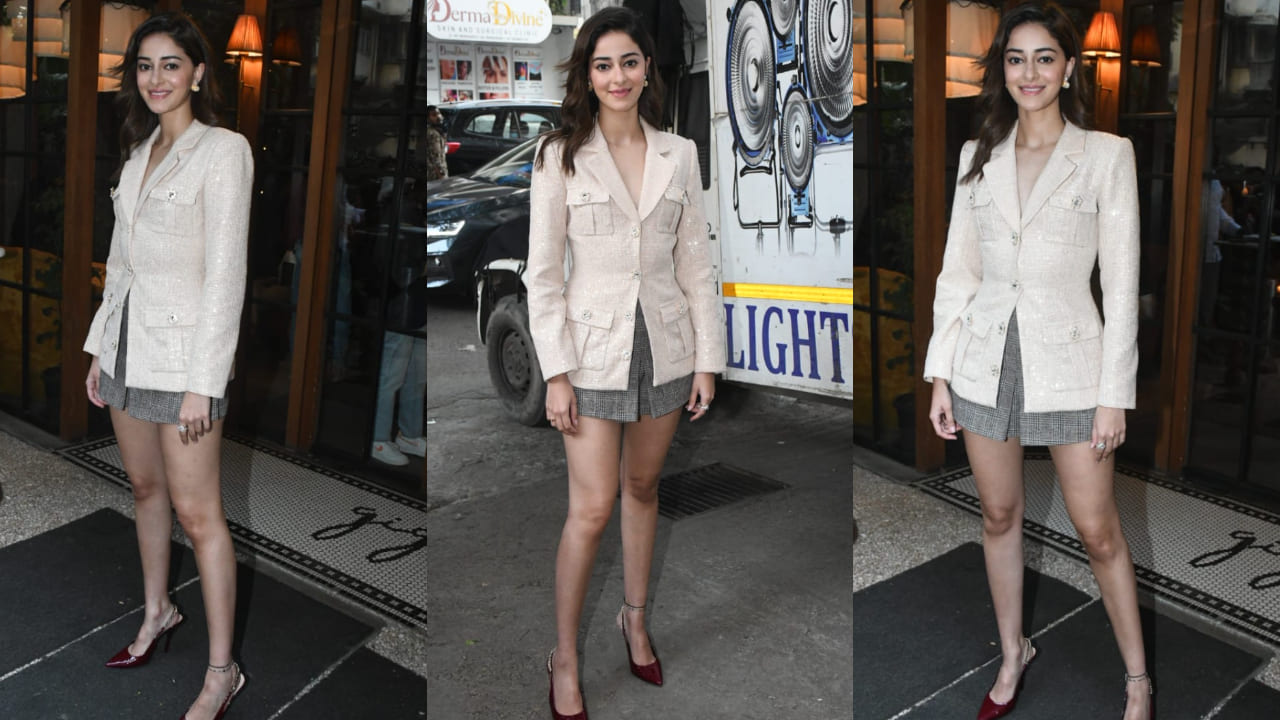 Ananya Panday in sequin blazer and skirt 