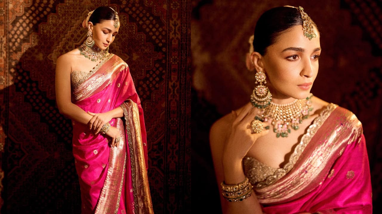 Alia bhatt in pink lehenga