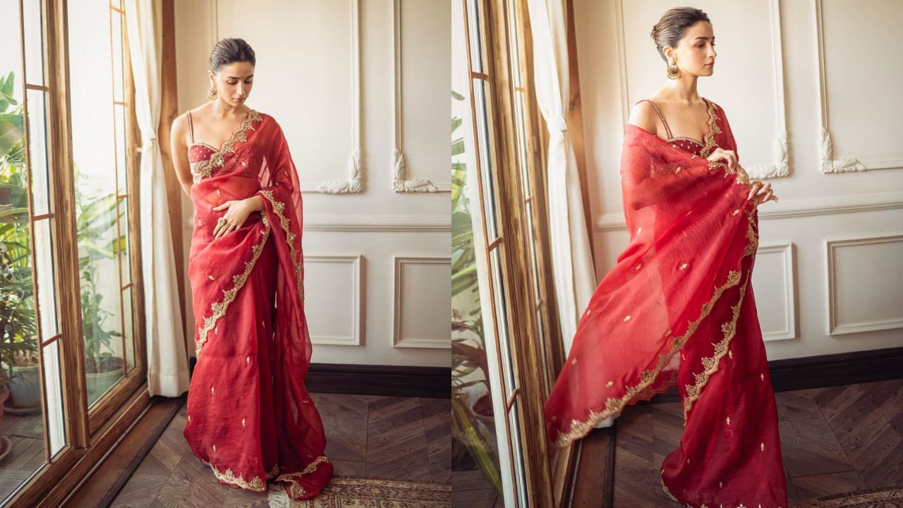 Alia Bhatt in red saree