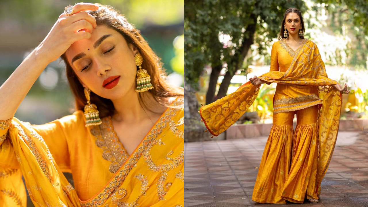 Aditi Rao Hydari in yellow sharara set 