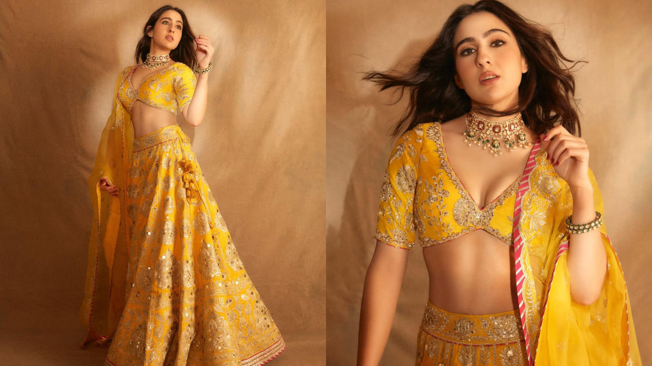 Sara Ali Khan in yellow lehenga choli