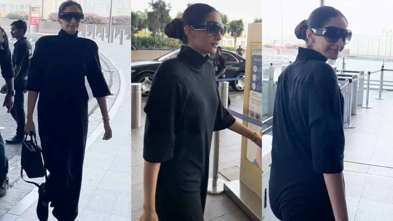 Sonam Kapoor makes the airport her personal runway in black maxi dress & Dior bag