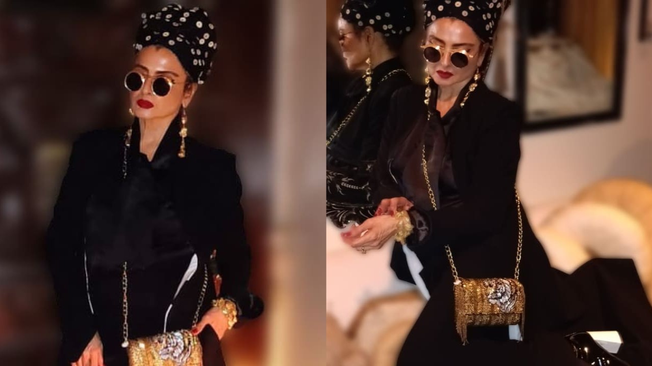 Rekha served us a stunning look in trench coat and shirt and it’s one for the books ( Manish Malhotra)