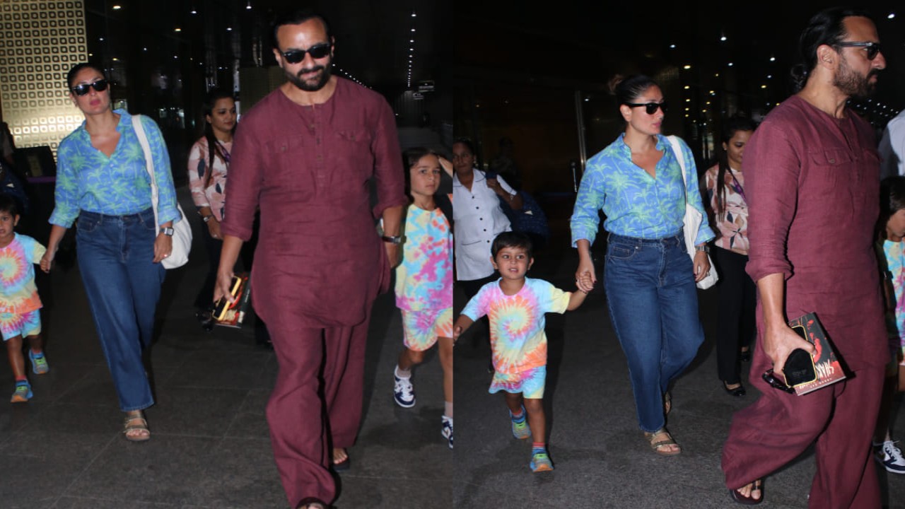 Kareena brings a tropical touch to airport style with breezy blue shirt and denim jeans