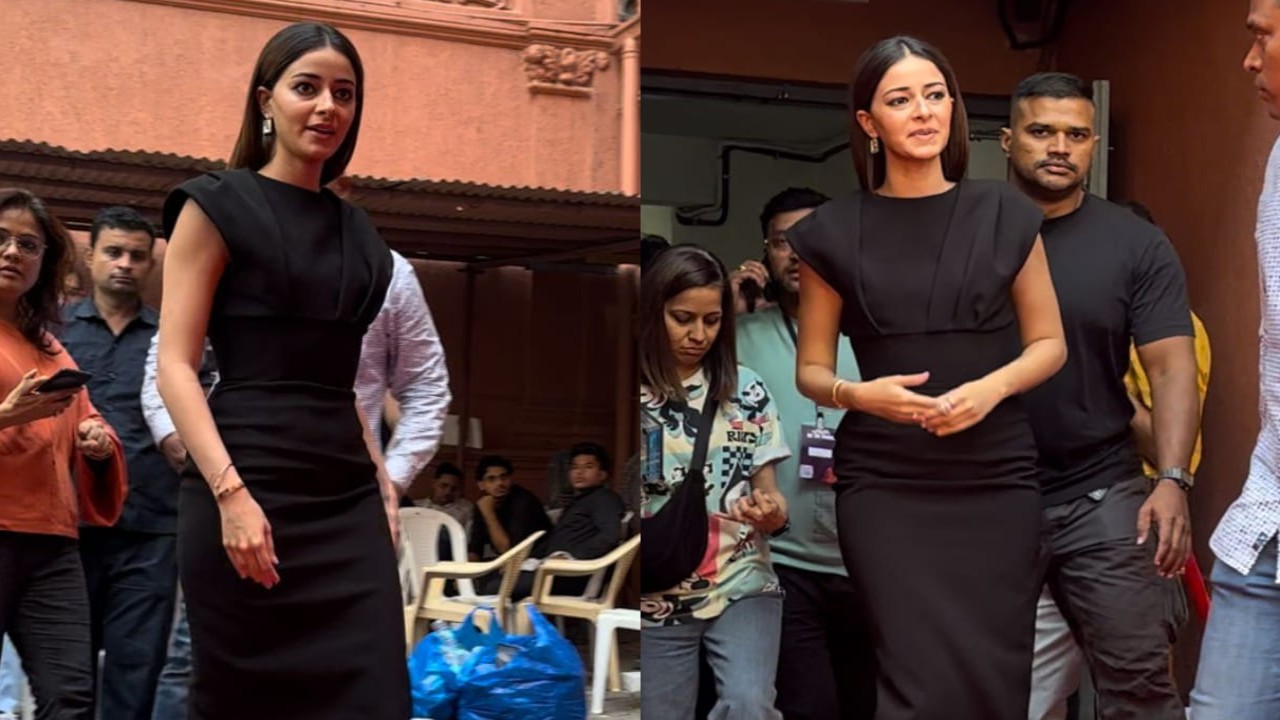 Ananya Panday stepped out in a black dress and it served party vibes with a formal touch.