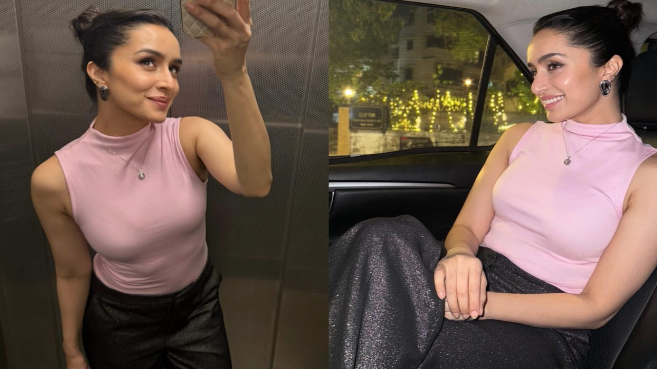 Shraddha Kapoor turns dinner outing into a glam fest in pink top and black shimmer pants 