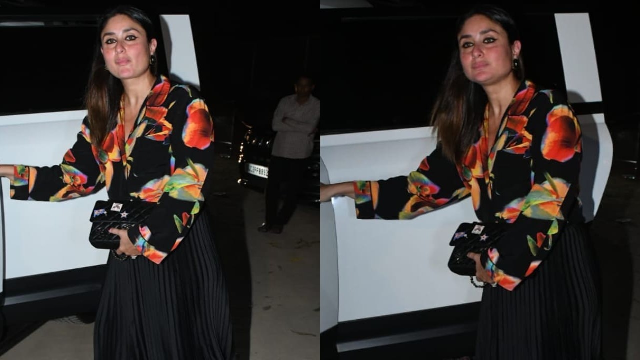 Kareena Kapoor in floral shirt and pleated skirt 