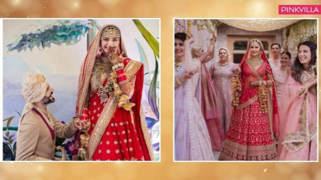 5 red bridal lehengas