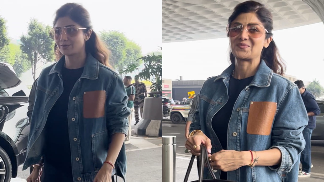 Shilpa Shetty looks stunning in a blue dress and denim jacket at the airport but her Birkin bag seals the deal