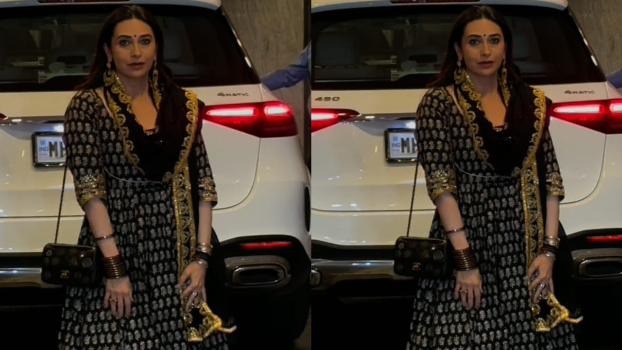 Karisma unlocks a new beauty level & serves steal-worthy ethnic style in Anarkali suit