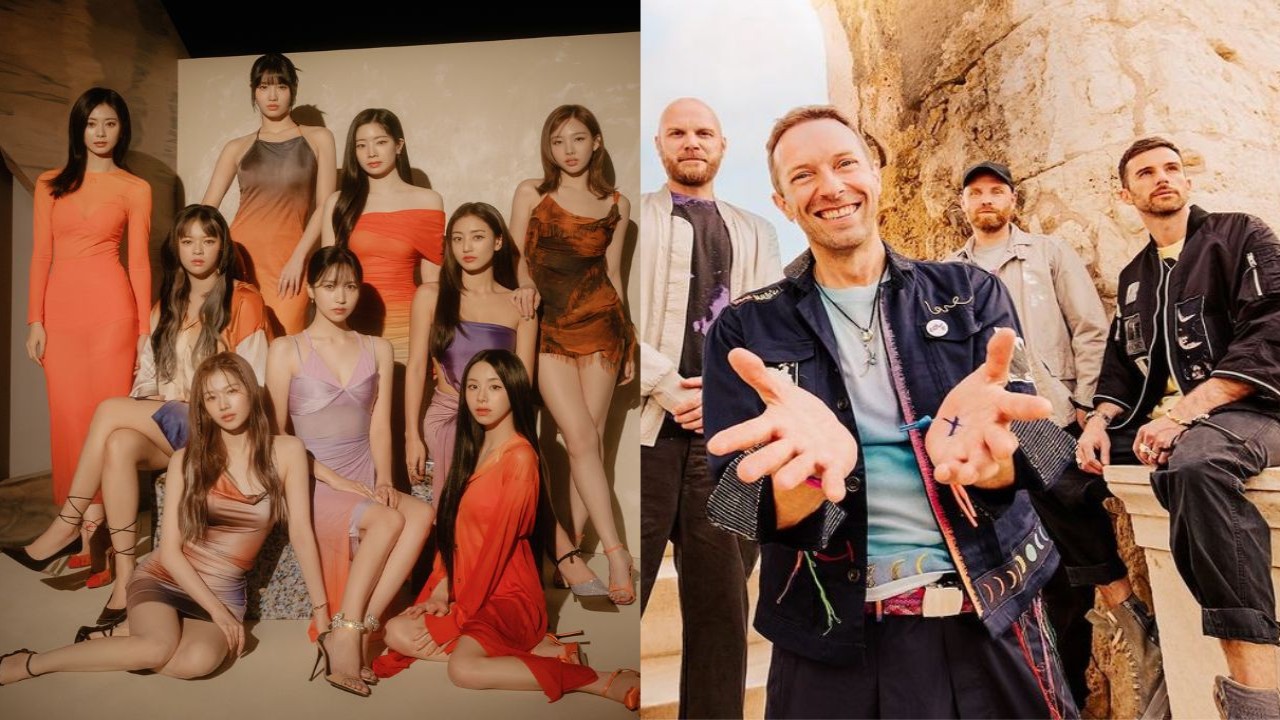 TWICE, Coldplay; Image Courtesy: JYP Entertainment, Coldplay's Instagram