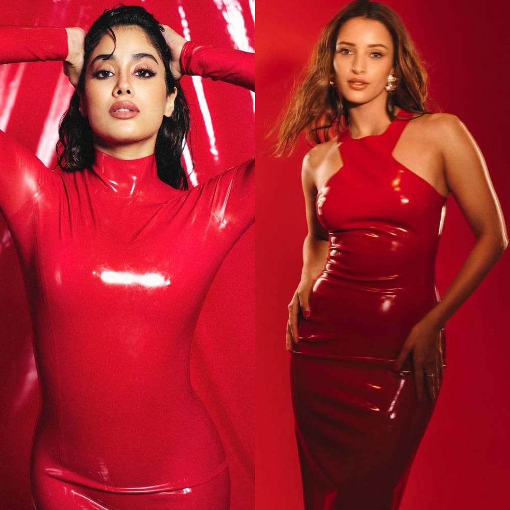 Janhvi Kapoor vs Triptii Dimri fashion faceoff Who styled red bodycon latex dress better