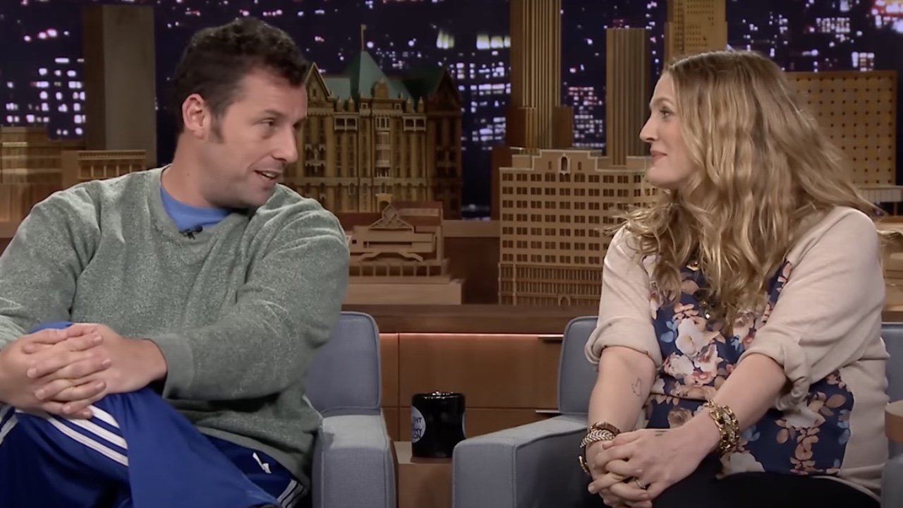 Drew Barrymore and Adam Sandler (via Youtube)