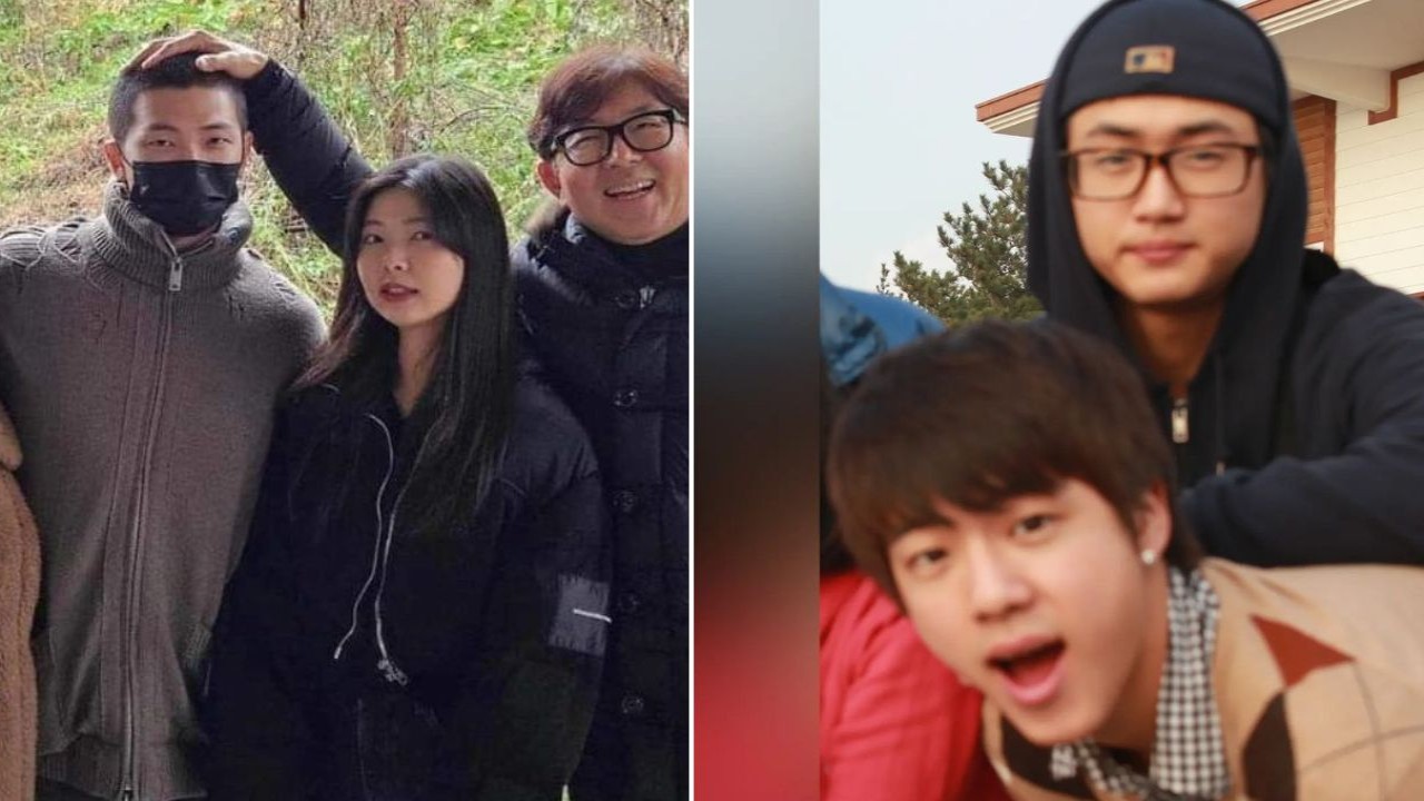 BTS RM with younger sister Kim Kyung Min and Jin with  older brother Kim Seok Jung