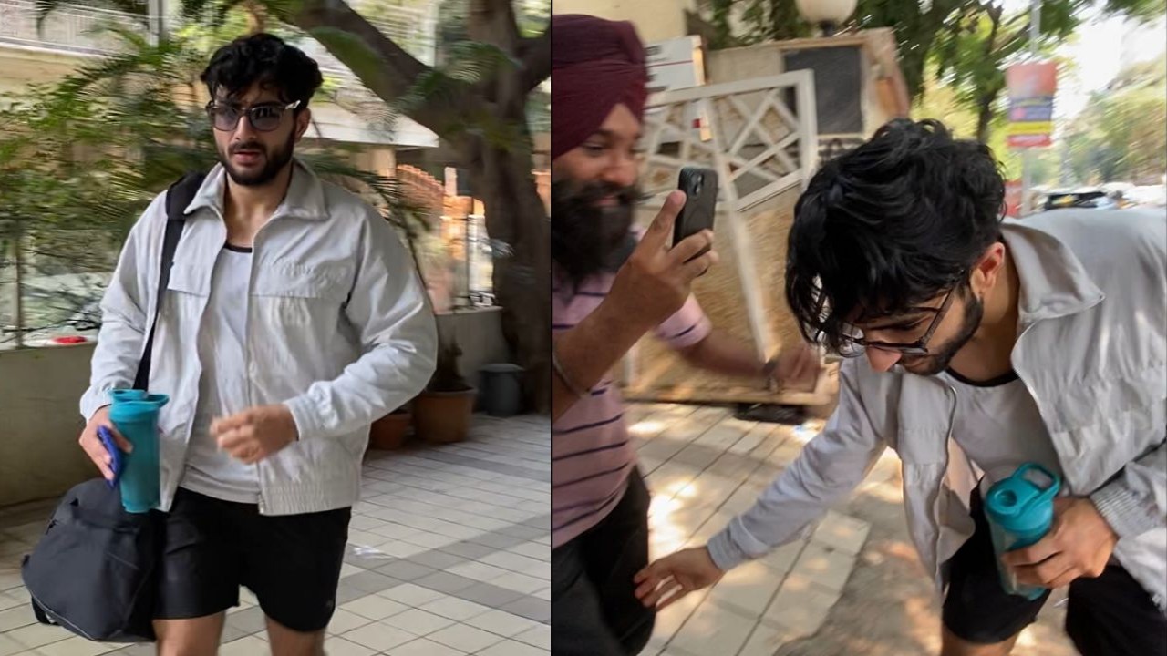 Ibrahim Ali Khan humorously touching paps' feet when asked to pose proves he's goofy just like his dad; WATCH