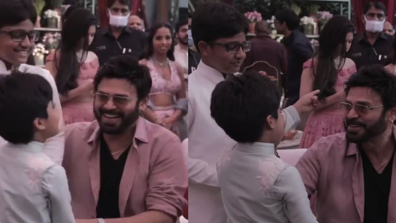 WATCH: Jr NTR's kids Abhay and Bhargav make rare public appearance; meet Venkatesh Daggubati at Narne Nithiin's engagement