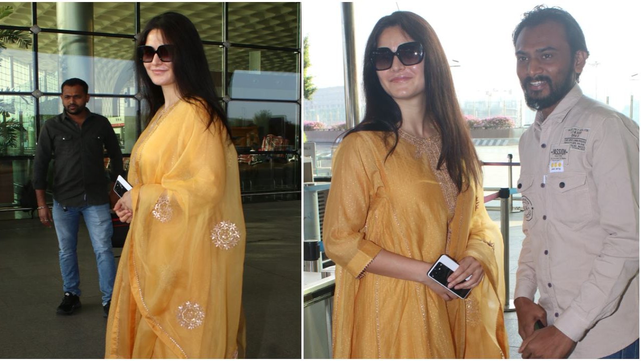 Katrina Kaif embraces Punjabi bahu vibes while jetting off from Mumbai; waves and smiles for paps: WATCH